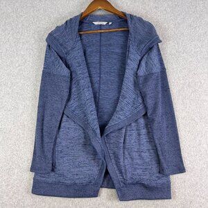 Athleta Cardigan Women's Medium Blue Blissful Wrap Hooded Open Casual Activewear